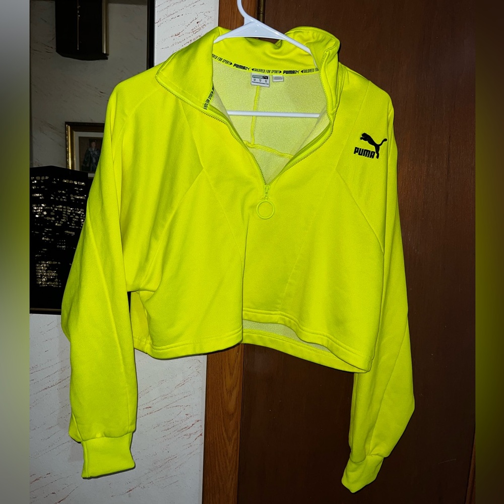 Yellow puma crop zip up jacket